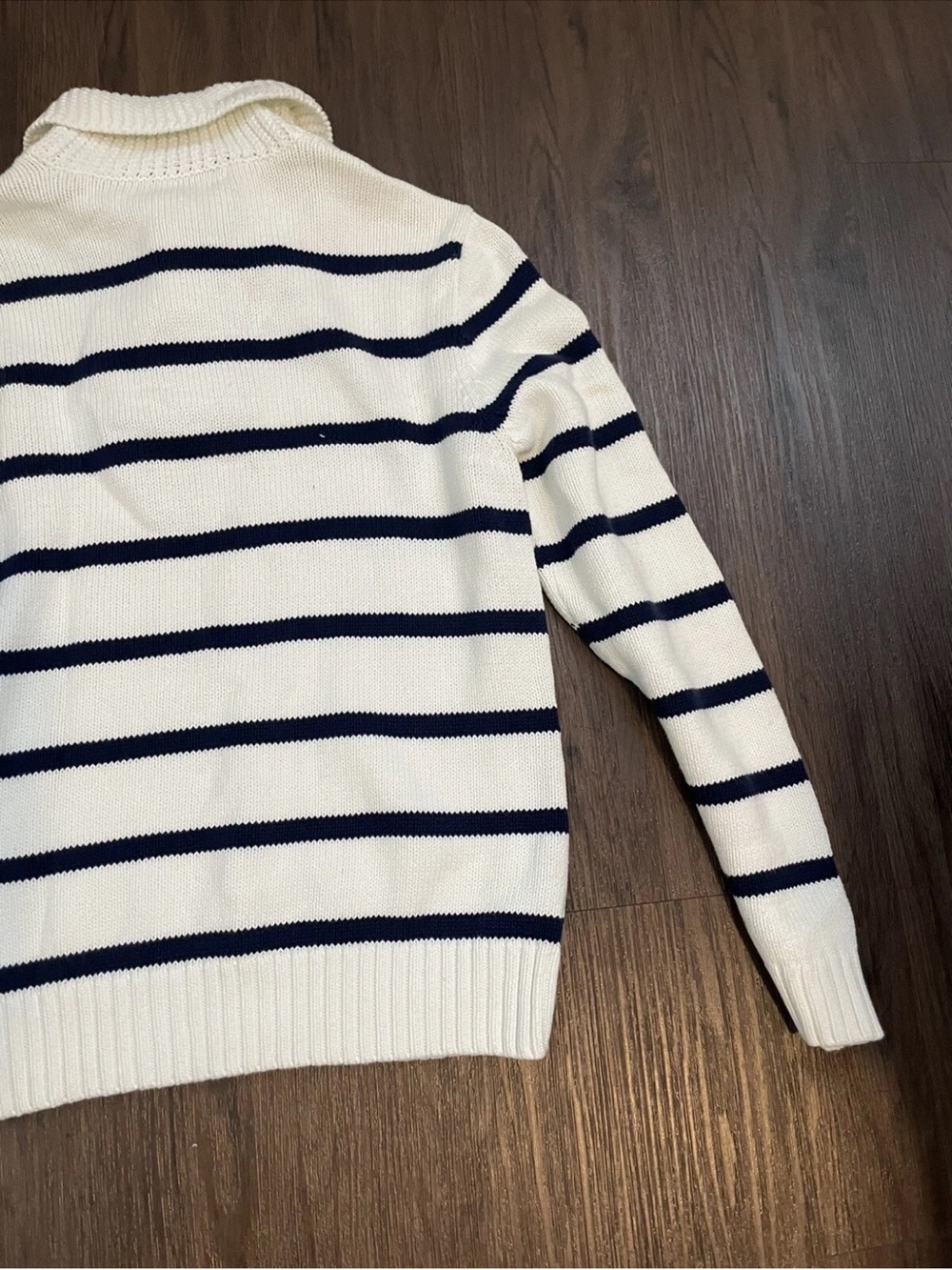 Ralph Lauren White & Navy Striped Polo-Collar Sweater - Picture 10 of 15